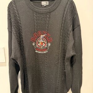 Rocky Black Crewneck Sweater with Embroidered Logo